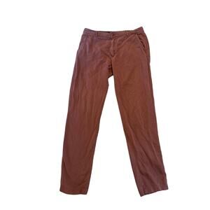 Men 32 Bridge & Burn Chino Pants Trousers Slacks Linen Cotton Maroon Red